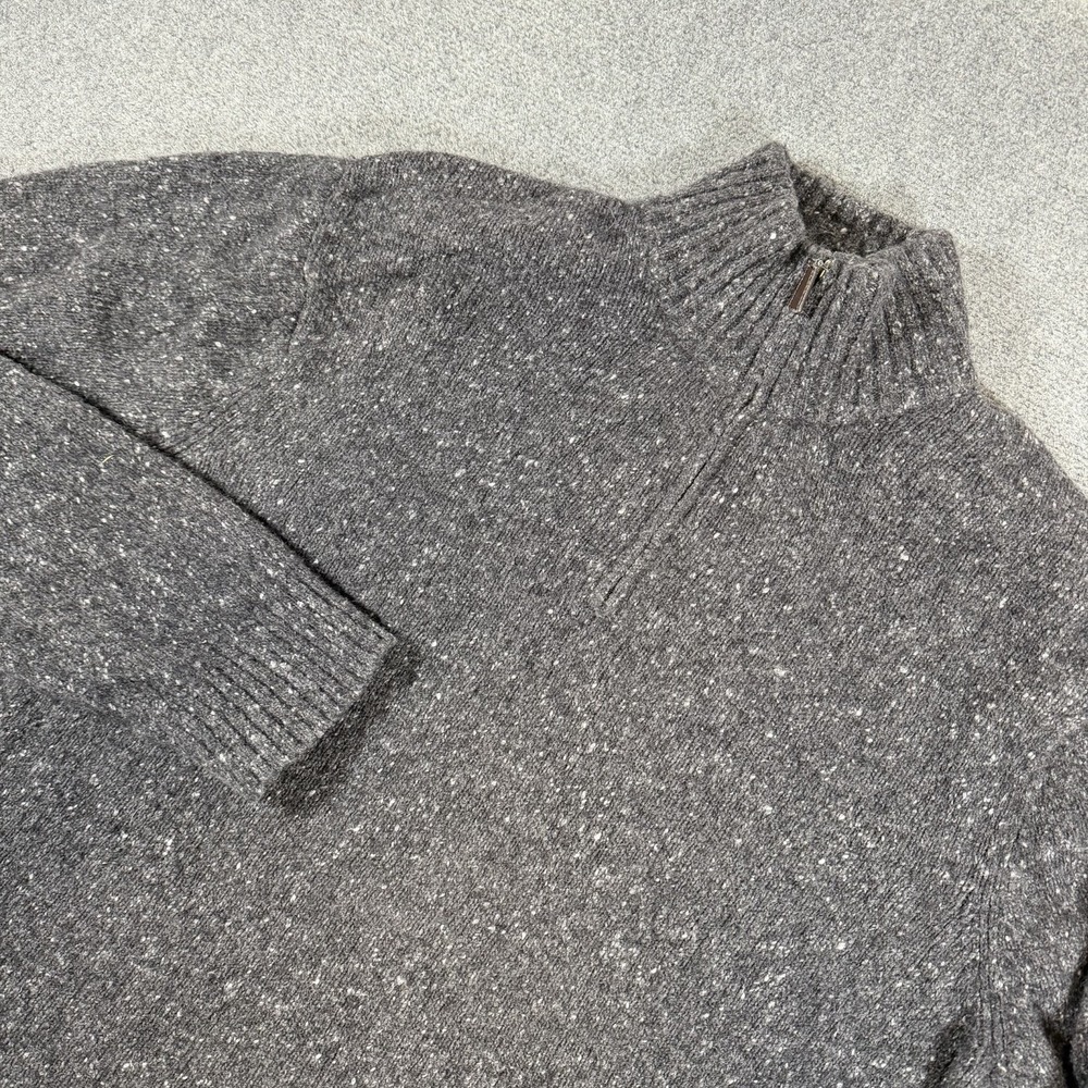Gap Sweater Mens XL Charcoal Gray Wool Cashmere Blend 1/4 Zip Pullover